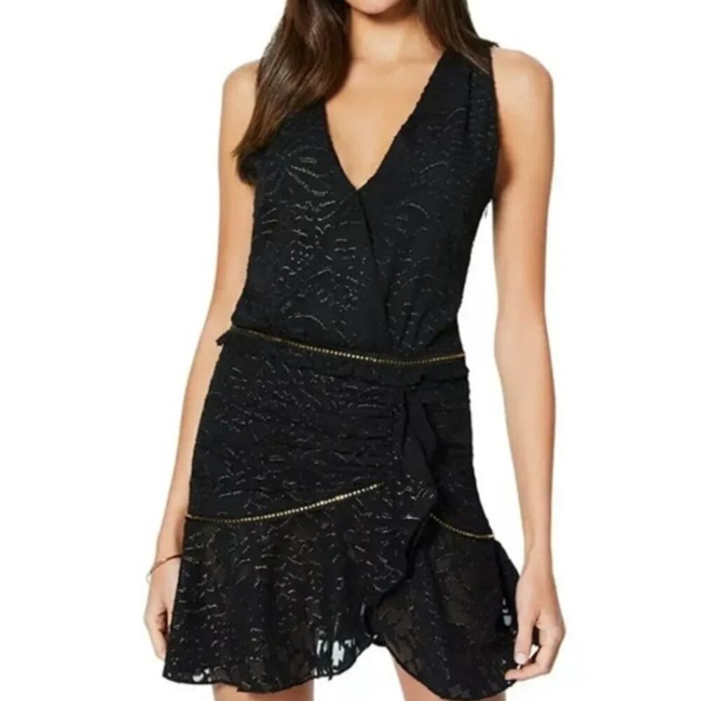 Ramy Brook black and gold metallic sleeveless Ensley dress lace sexy date night